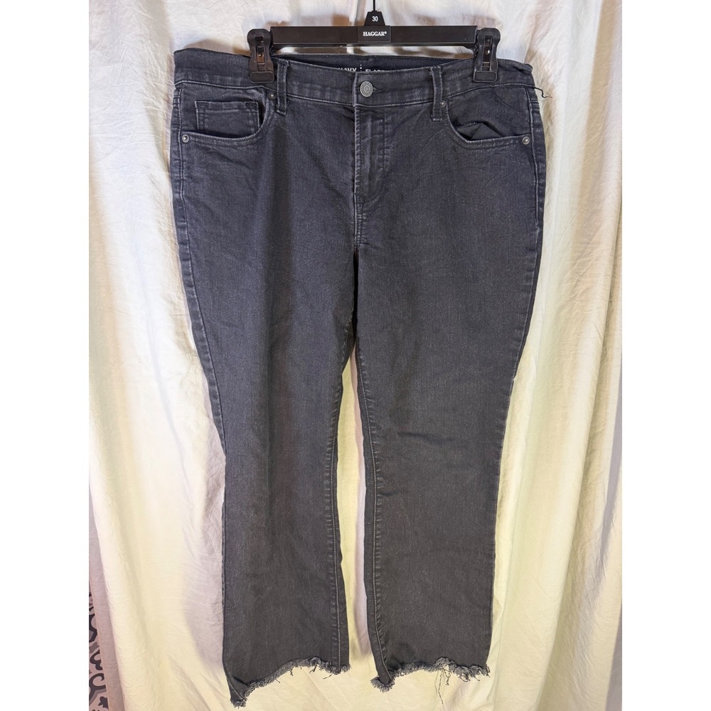 Old Navy Womens Mid-Rise Flare Jeans Washed Black Raw Hem Size 10 Regular